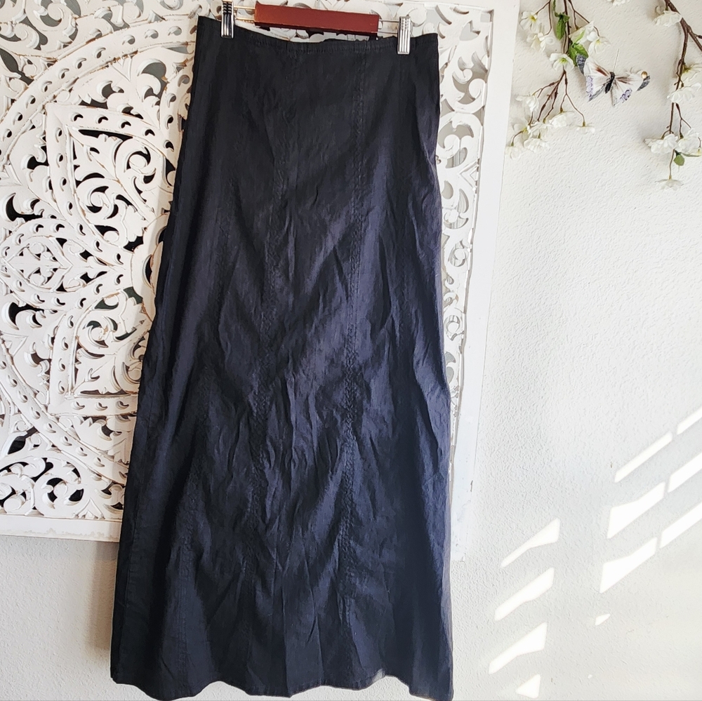 UNIF THE NETTO MAXI SKIRT BLACK BLEND OF LINEN & RAYON LOW RISE NWT SZ MEDIUM - Picture 10 of 15